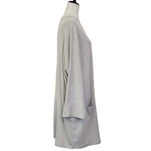 Donni Toupe Ribbed Cotton Blend Open Cardigan One Size Fits All - Picture 3 of 8